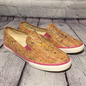 LAUREN Ralph Lauren “JANIS” paint splatter cork slip ons Size 6